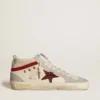 Mid Star pour femme en cuir avec étoile pailletée et empiècement en nubuck rouge