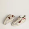 Mid Star pour femme en cuir avec étoile pailletée et empiècement en nubuck rouge