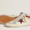 Mid Star pour femme en cuir avec étoile pailletée et empiècement en nubuck rouge