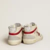 Mid Star pour femme en cuir avec étoile pailletée et empiècement en nubuck rouge