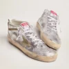Mid Star pour femme en cuir laminé argenté avec étoile gris tourterelle