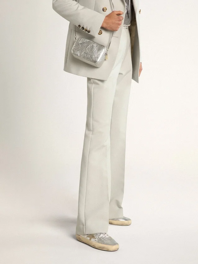 Mid Star pour femme en cuir laminé argenté avec étoile gris tourterelle