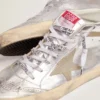 Mid Star pour femme en cuir laminé argenté avec étoile gris tourterelle