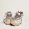 Mid Star pour femme en cuir laminé argenté avec étoile gris tourterelle