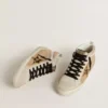 Mid Star pour femme en cuir Naplak beige avec étoile en peau de poney à imprimé léopard