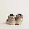 Mid Star pour femme en cuir Naplak beige avec étoile en peau de poney à imprimé léopard
