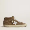 Mid Star pour femme en daim couleur tabac avec franges et clous