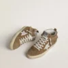 Mid Star pour femme en daim couleur tabac avec franges et clous
