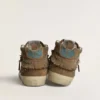 Mid Star pour femme en daim couleur tabac avec franges et clous