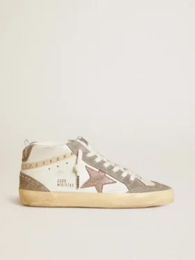 Mid Star pour femme en nappa et daim avec étoile en cuir métallisé marron clair