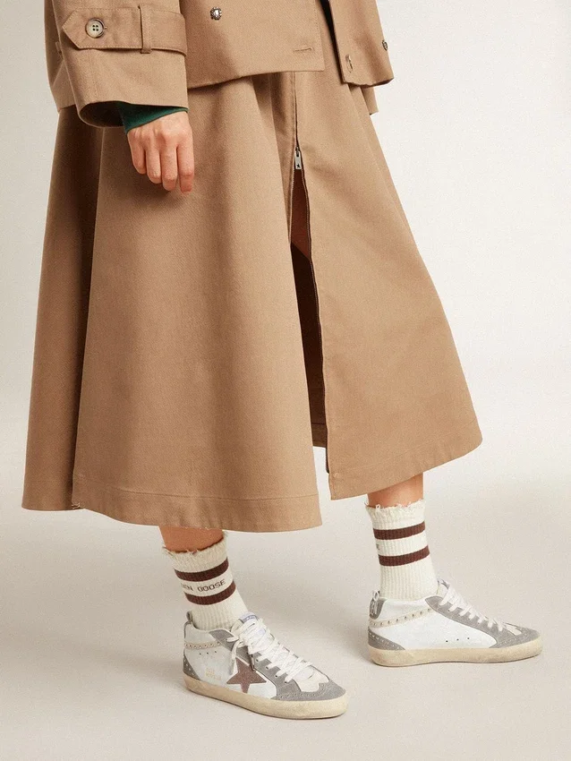 Mid Star pour femme en nappa et daim avec étoile en cuir métallisé marron clair
