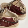 Mid Star pour femme en paillettes bordeaux avec empiècements gris et étoile blanche