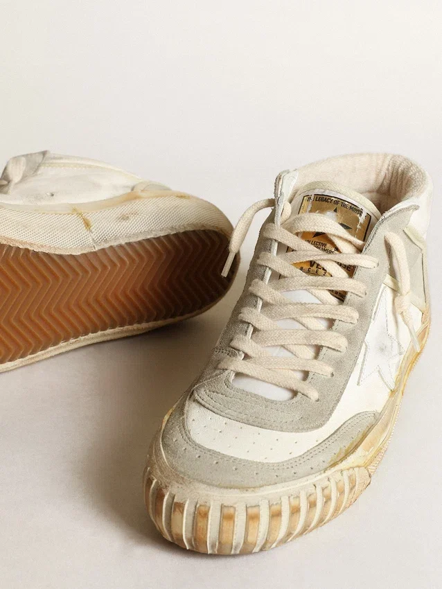 Mid Star pour homme avec empiècements en daim gris glacier et étoile blanche