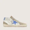 Mid Star pour homme avec étoile en cuir bleu et empiècements en daim gris tourterelle