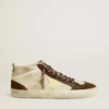 Mid Star pour homme en beige pailleté avec étoile en daim jaune et bande en coton