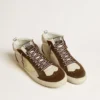Mid Star pour homme en beige pailleté avec étoile en daim jaune et bande en coton
