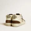 Mid Star pour homme en beige pailleté avec étoile en daim jaune et bande en coton