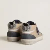 Mid Star pour homme en daim beige et bleu avec étoile en cuir nappa gris et bande en cuir blanc