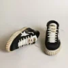Mid Star pour homme en nappa et daim noirs avec étoile en cuir blanc