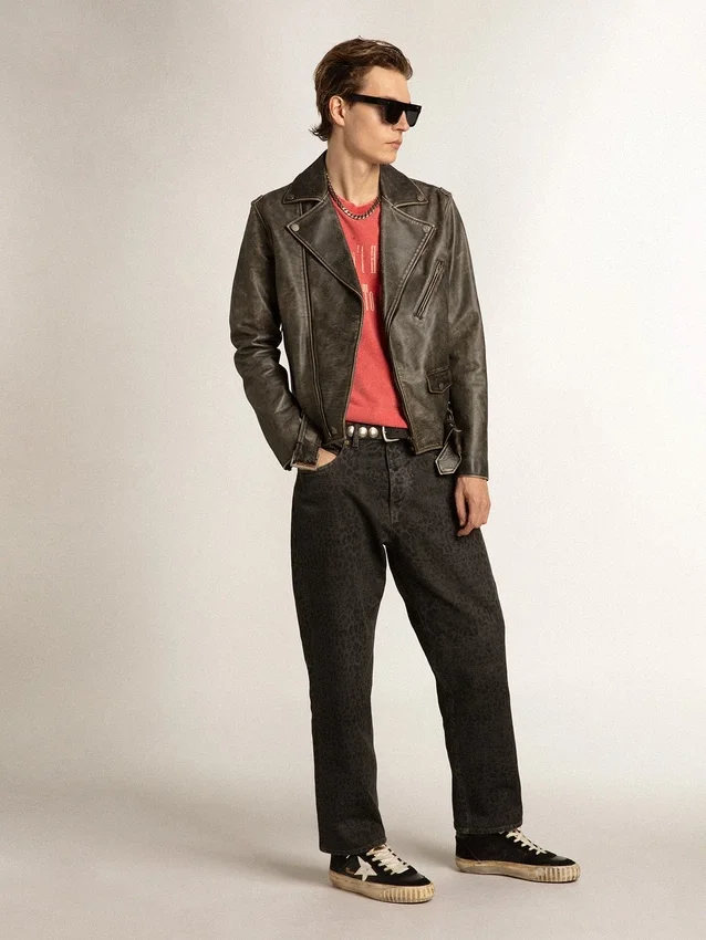 Mid Star pour homme en nappa et daim noirs avec étoile en cuir blanc