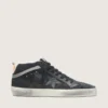Mid Star pour homme en nubuck avec étoile en cuir noir et bande argentée