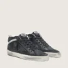 Mid Star pour homme en nubuck avec étoile en cuir noir et bande argentée