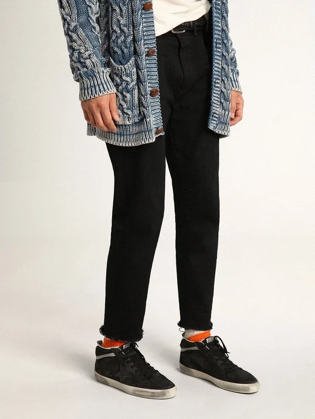 Mid Star pour homme en nubuck avec étoile en cuir noir et bande argentée