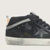 Mid Star pour homme en nubuck avec étoile en cuir noir et bande argentée