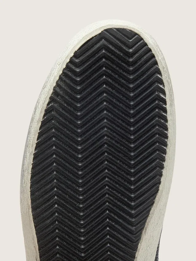 Mid Star pour homme en nubuck avec étoile en cuir noir et bande argentée
