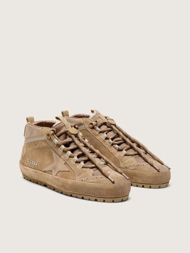 Mid Star Ski pour femme en daim caramel avec étoile en nubuck et languette de talon en daim