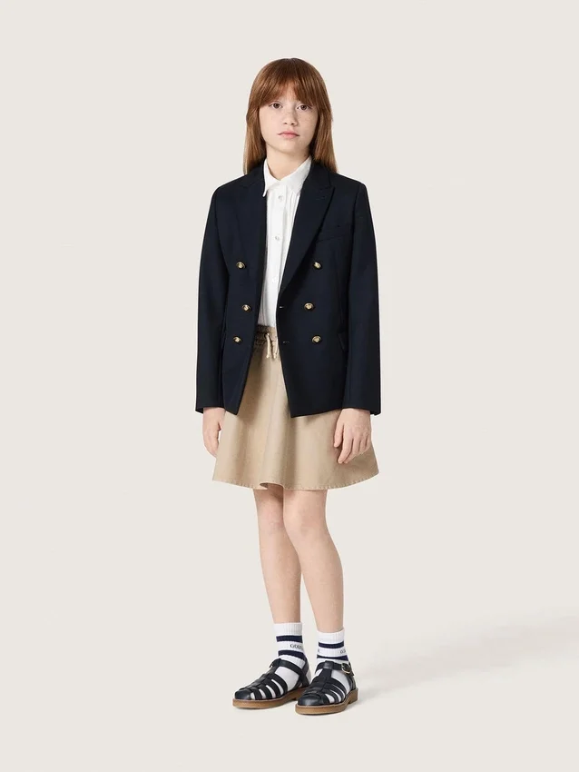 Mini-jupe Journey pour fille en gabardine de coton beige imprimée