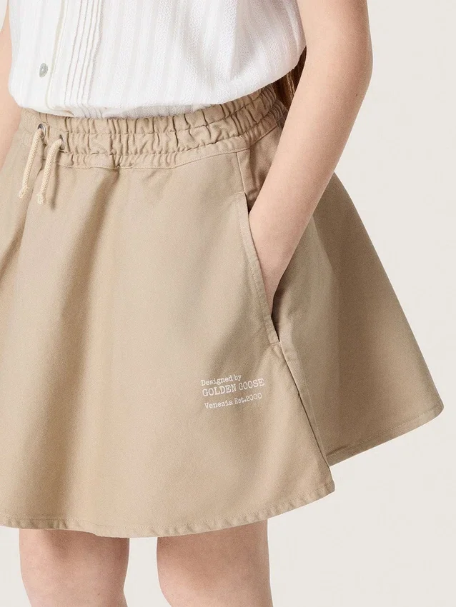 Mini-jupe Journey pour fille en gabardine de coton beige imprimée