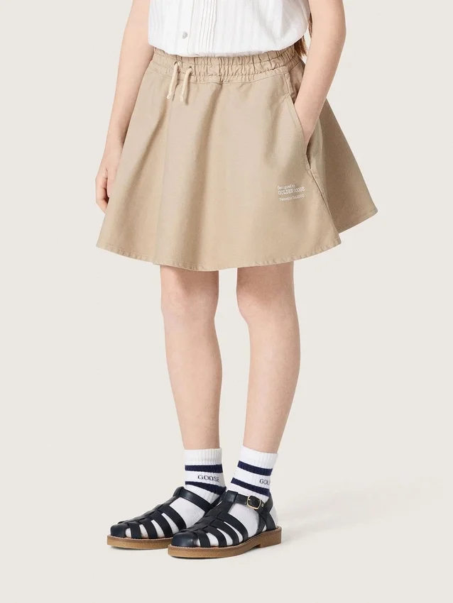 Mini-jupe Journey pour fille en gabardine de coton beige imprimée