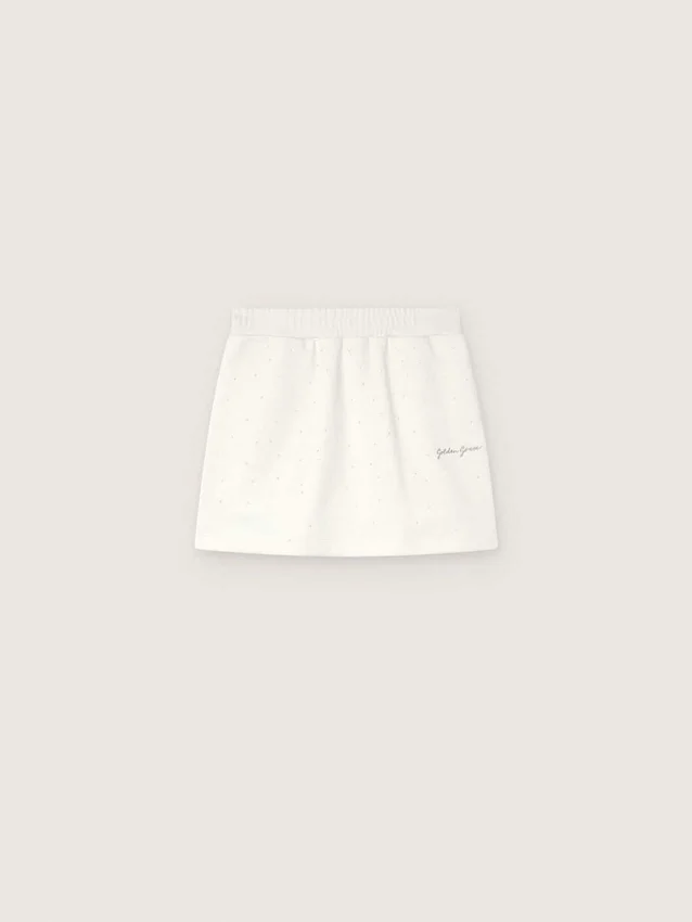 Mini-jupe Journey pour fille en molleton de coton blanc avec cristaux et broderies