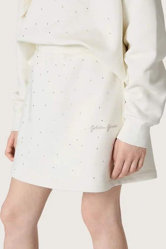 Mini-jupe Journey pour fille en molleton de coton blanc avec cristaux et broderies