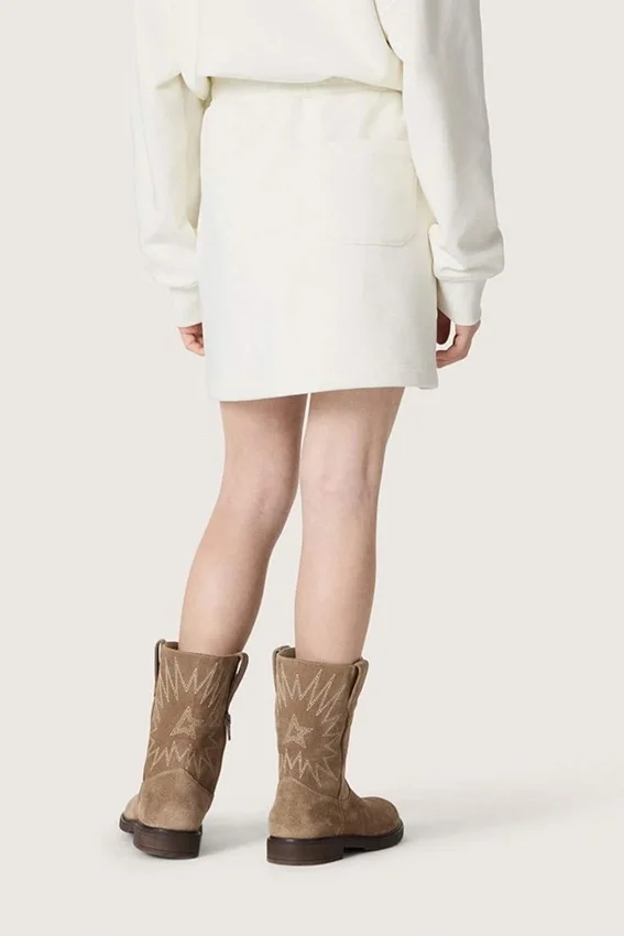 Mini-jupe Journey pour fille en molleton de coton blanc avec cristaux et broderies
