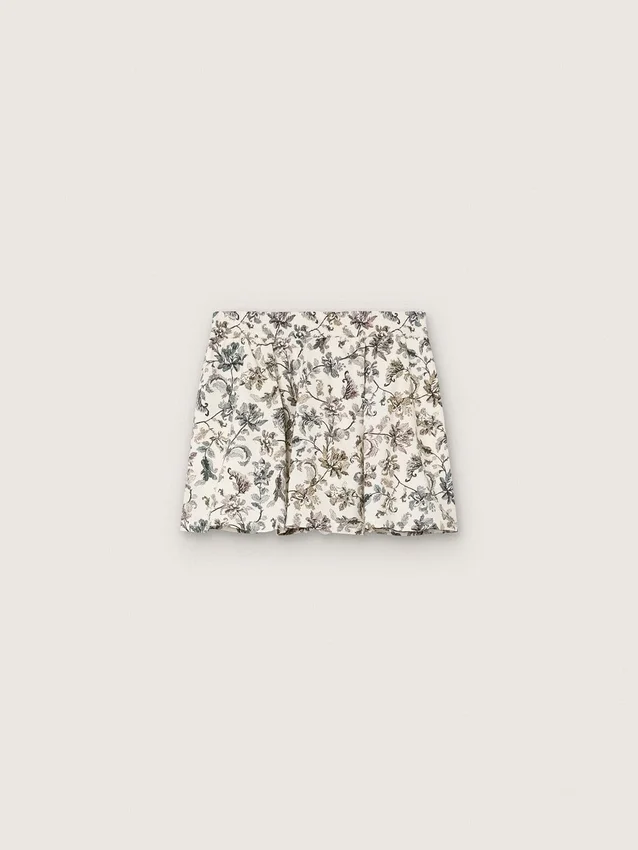Mini-jupe Journey pour fille en toile de coton blanche à imprimé floral vert