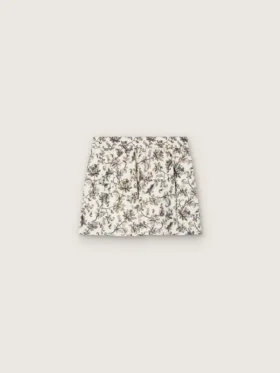 Mini-jupe Journey pour fille en toile de coton blanche à imprimé floral vert