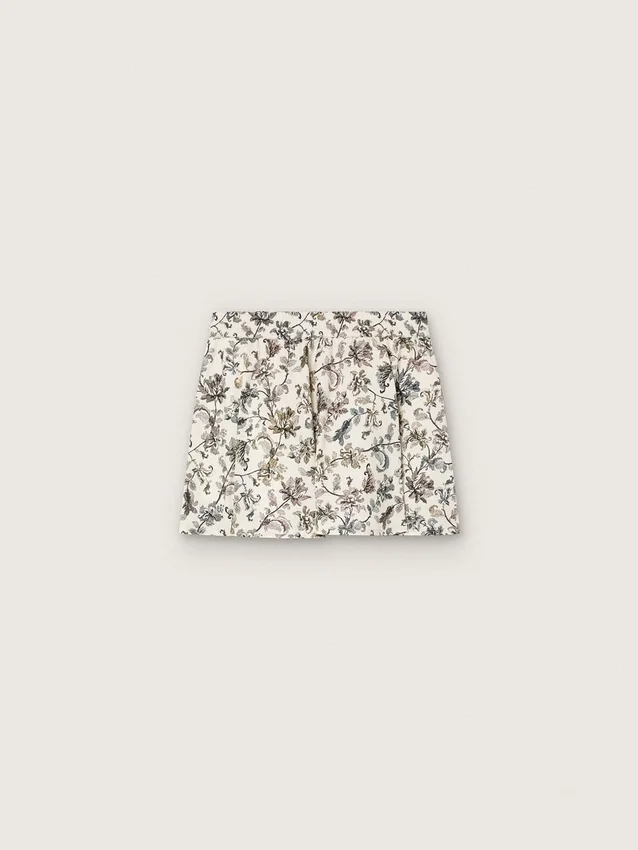 Mini-jupe Journey pour fille en toile de coton blanche à imprimé floral vert