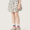 Mini-jupe Journey pour fille en toile de coton blanche à imprimé floral vert