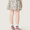 Mini-jupe Journey pour fille en toile de coton blanche à imprimé floral vert