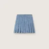 Mini-jupe plissée Journey pour filles en chambray de coton bleu clair avec logo brodé