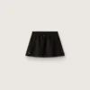 Mini-jupe pour femme en sergé de coton noir avec broderie florale en paillettes