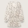 Mini-robe en coton pour femme à imprimé floral noir et blanc