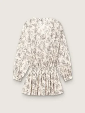 Mini-robe en coton pour femme à imprimé floral noir et blanc