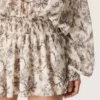 Mini-robe en coton pour femme à imprimé floral noir et blanc