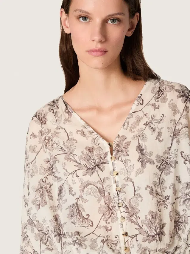 Mini-robe en coton pour femme à imprimé floral noir et blanc