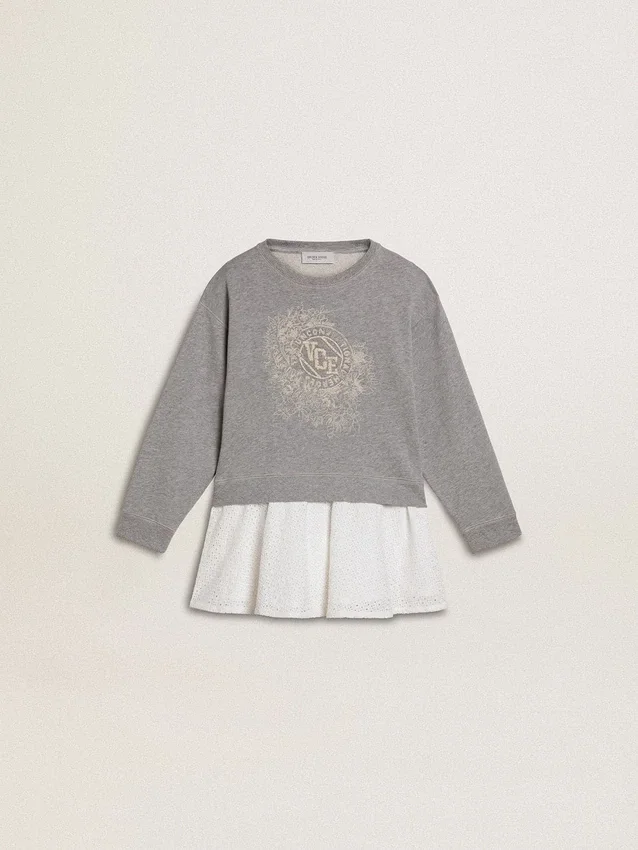 Mini-robe grise et blanche pour filles