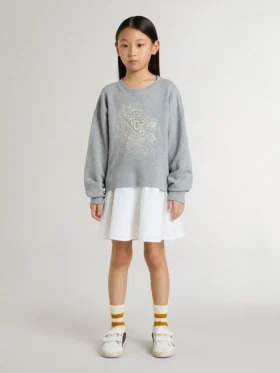 Mini-robe grise et blanche pour filles