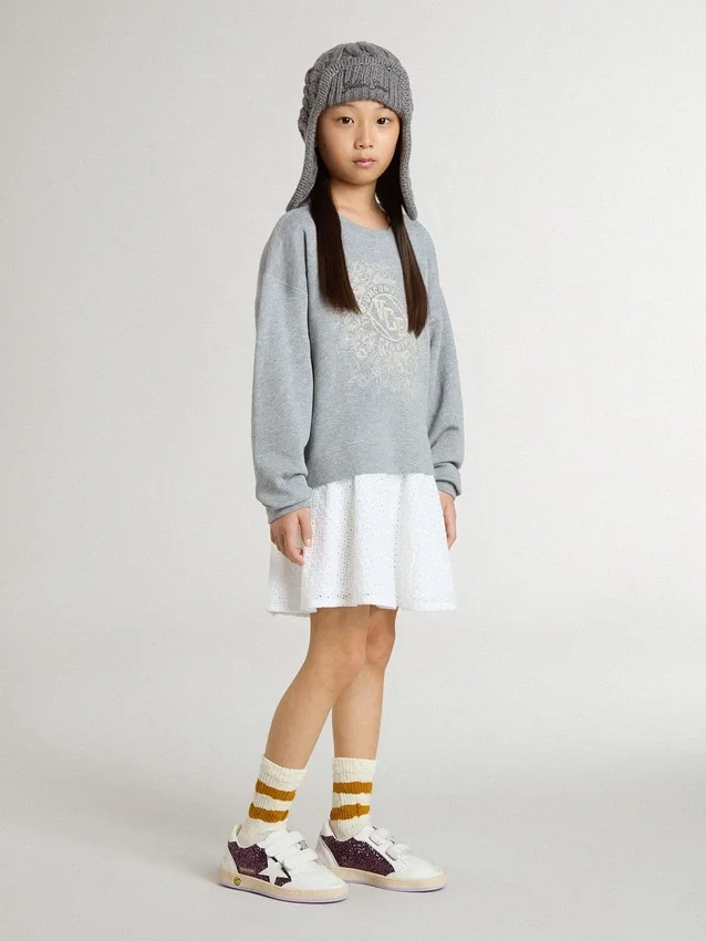 Mini-robe grise et blanche pour filles